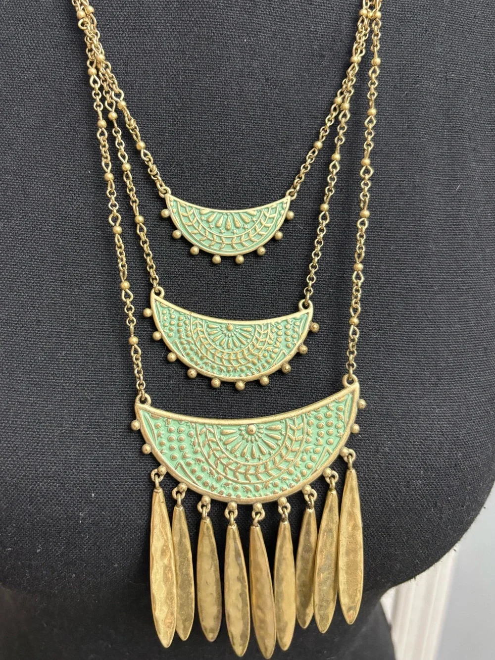 Lucky Brand Gold-Tone Necklace with Mint Enamel Crescent Pendants